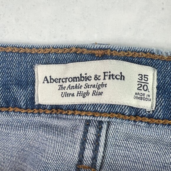 Abercrombie Fitch Jeans Womens 39x28* High Rise Ankle Straight Blue Denim Tag 35 - Picture 5 of 16